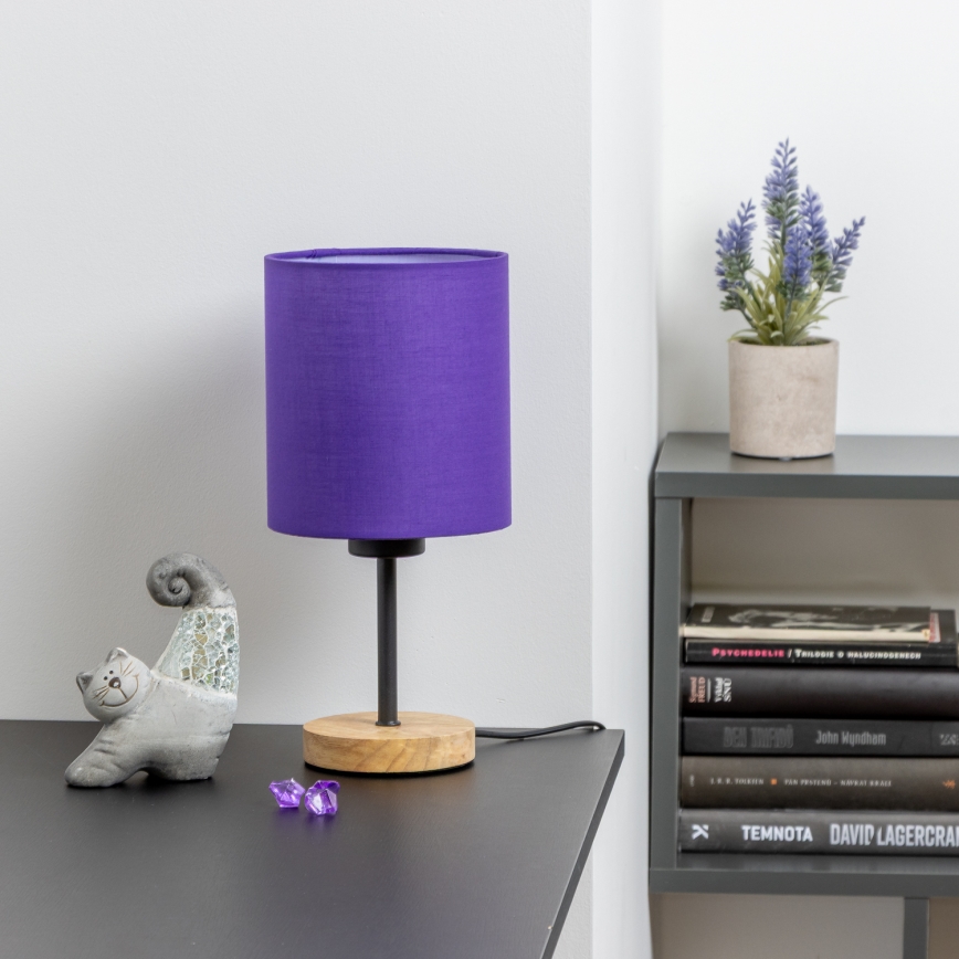 Brilagi - Laualamp NUBILA WOOD 1xE27/25W/230V tamm/lilla