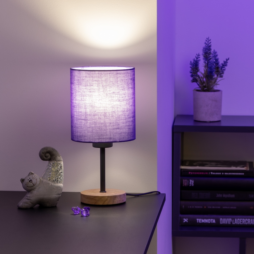 Brilagi - Laualamp NUBILA WOOD 1xE27/25W/230V tamm/lilla