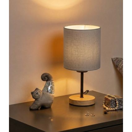 Brilagi - Laualamp NUBILA WOOD 1xE27/25W/230V tamm/must/helehall