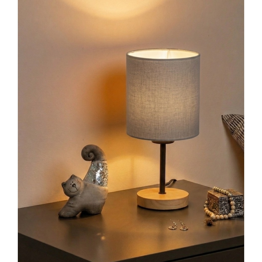 Brilagi - Laualamp NUBILA WOOD 1xE27/25W/230V tamm/must/helehall