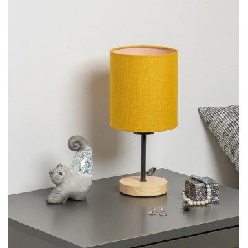 Brilagi - Laualamp NUBILA WOOD 1xE27/25W/230V tamm/must/kollane