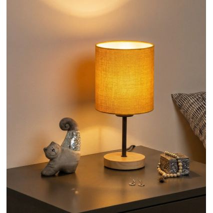 Brilagi - Laualamp NUBILA WOOD 1xE27/25W/230V tamm/must/kollane