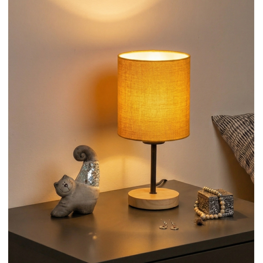 Brilagi - Laualamp NUBILA WOOD 1xE27/25W/230V tamm/must/kollane