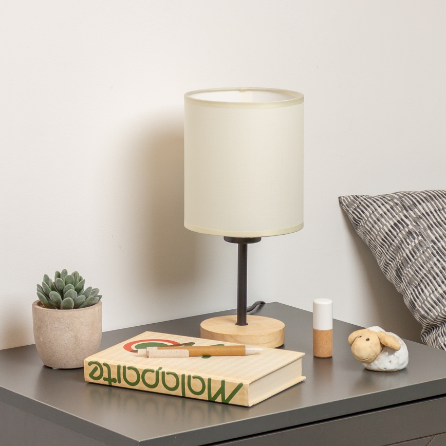 Brilagi - Laualamp NUBILA WOOD 1xE27/25W/230V tamm/must/kreemikas
