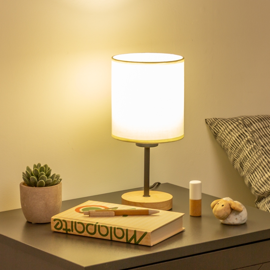 Brilagi - Laualamp NUBILA WOOD 1xE27/25W/230V tamm/must/kreemikas