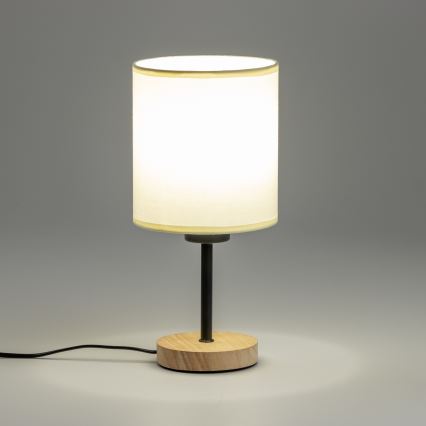 Brilagi - Laualamp NUBILA WOOD 1xE27/25W/230V tamm/must/kreemikas
