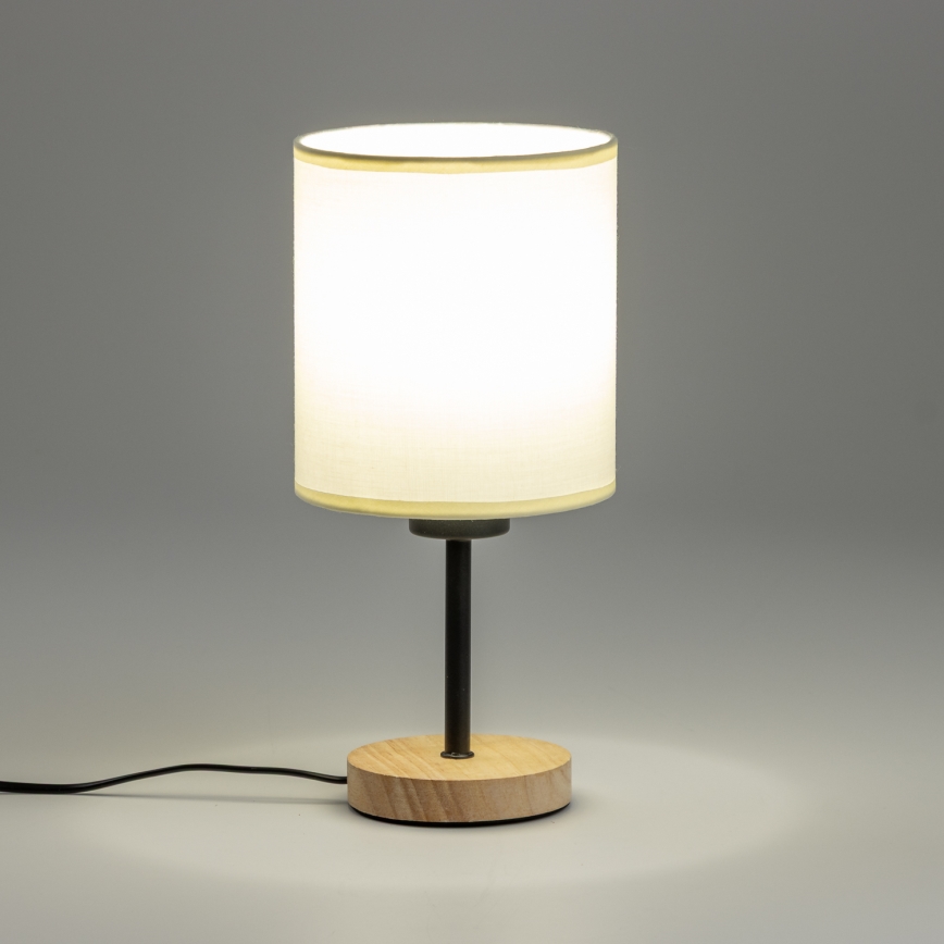 Brilagi - Laualamp NUBILA WOOD 1xE27/25W/230V tamm/must/kreemikas