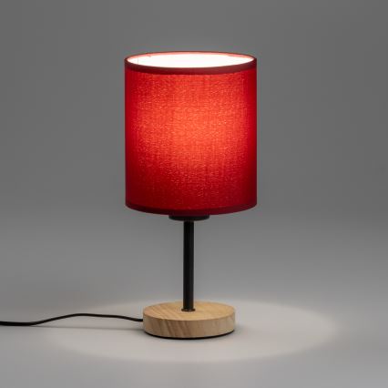 Brilagi - Laualamp NUBILA WOOD 1xE27/25W/230V tamm/Pompeii punane