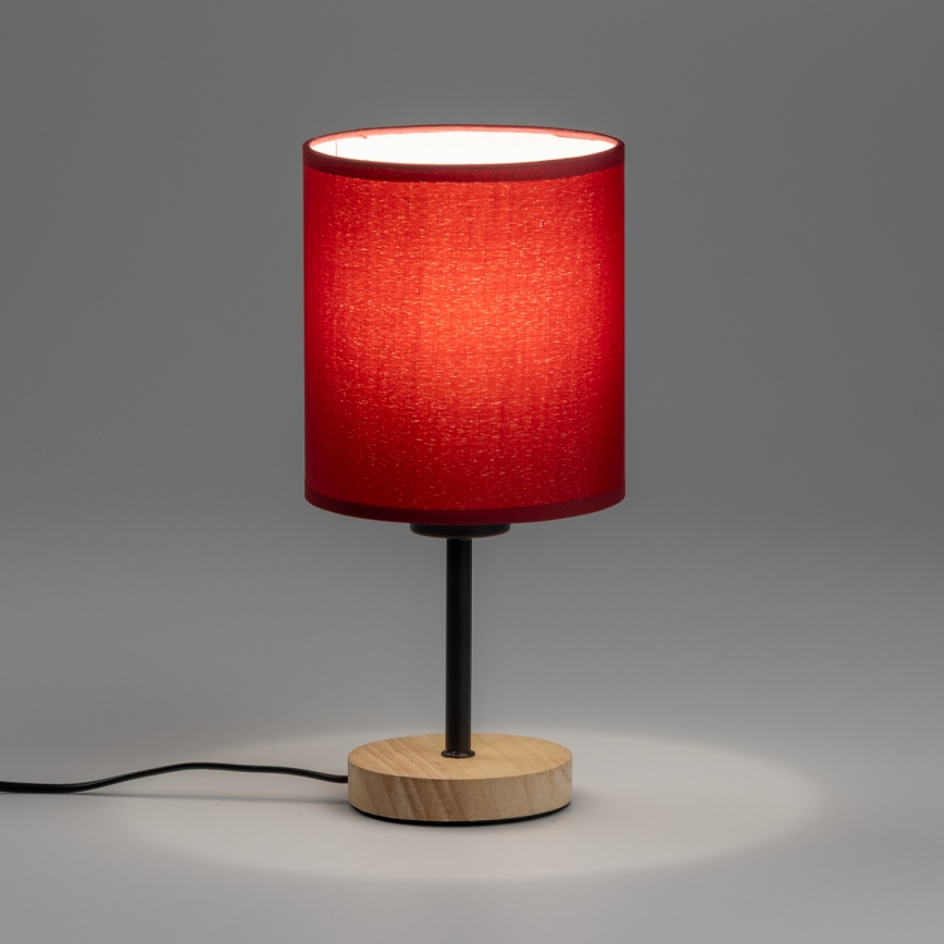 Brilagi - Laualamp NUBILA WOOD 1xE27/25W/230V tamm/Pompeii punane