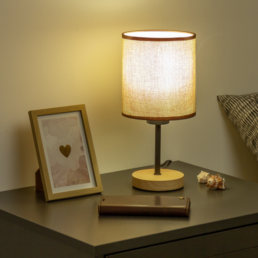 Brilagi - Laualamp NUBILA WOOD 1xE27/25W/230V tamm/pruun