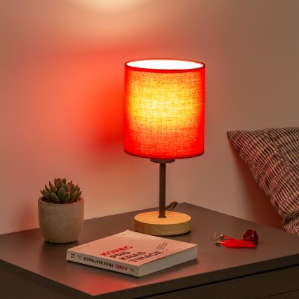 Brilagi - Laualamp NUBILA WOOD 1xE27/25W/230V tamm/punane