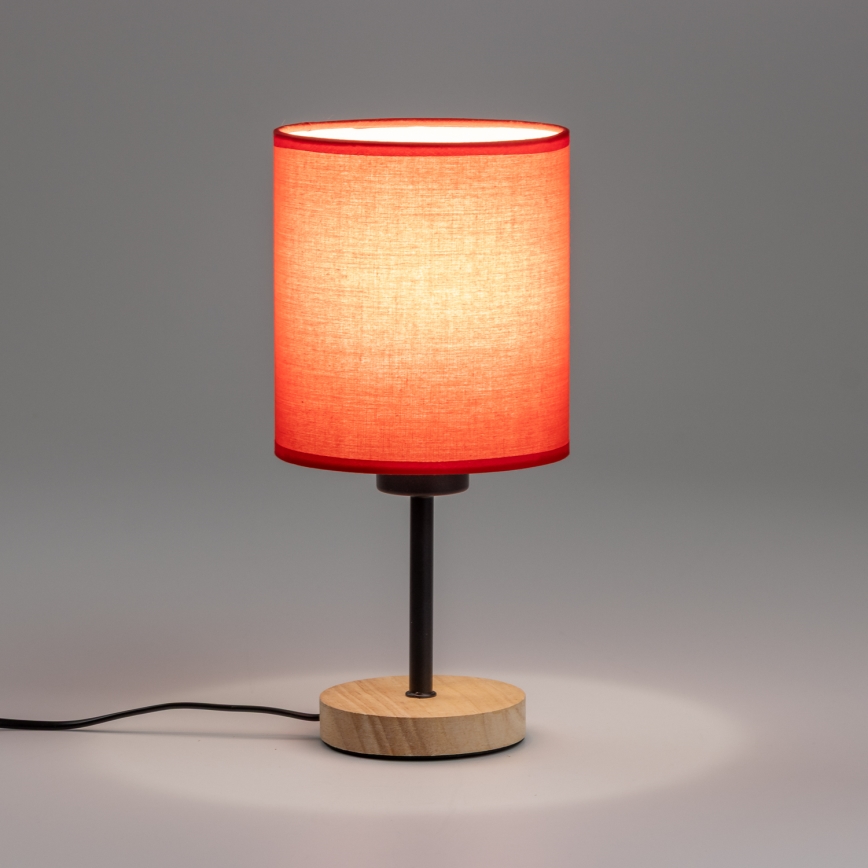 Brilagi - Laualamp NUBILA WOOD 1xE27/25W/230V tamm/punane