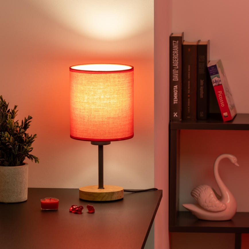 Brilagi - Laualamp NUBILA WOOD 1xE27/25W/230V tamm/punane