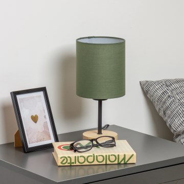 Brilagi - Laualamp NUBILA WOOD 1xE27/25W/230V tamm/roheline