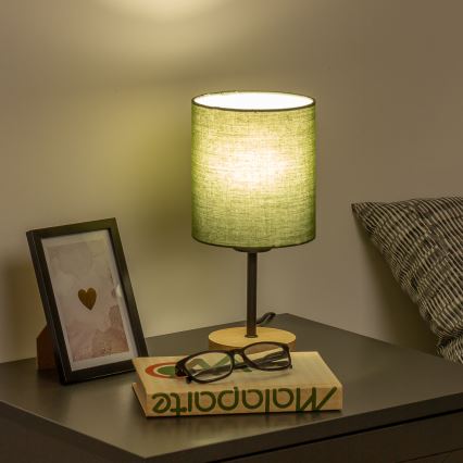 Brilagi - Laualamp NUBILA WOOD 1xE27/25W/230V tamm/roheline