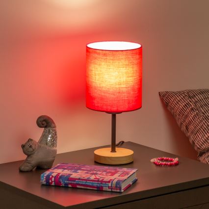 Brilagi - Laualamp NUBILA WOOD 1xE27/25W/230V tamm/roosa