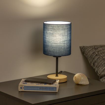 Brilagi - Laualamp NUBILA WOOD 1xE27/25W/230V tamm/tumesinine