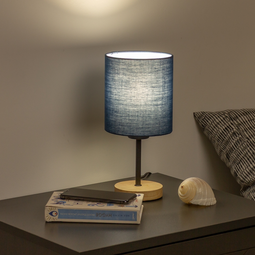 Brilagi - Laualamp NUBILA WOOD 1xE27/25W/230V tamm/tumesinine
