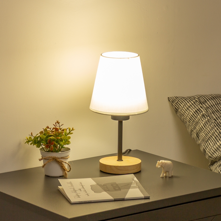 Brilagi - Laualamp NUBILA WOOD 1xE27/25W/230V tamm/valge
