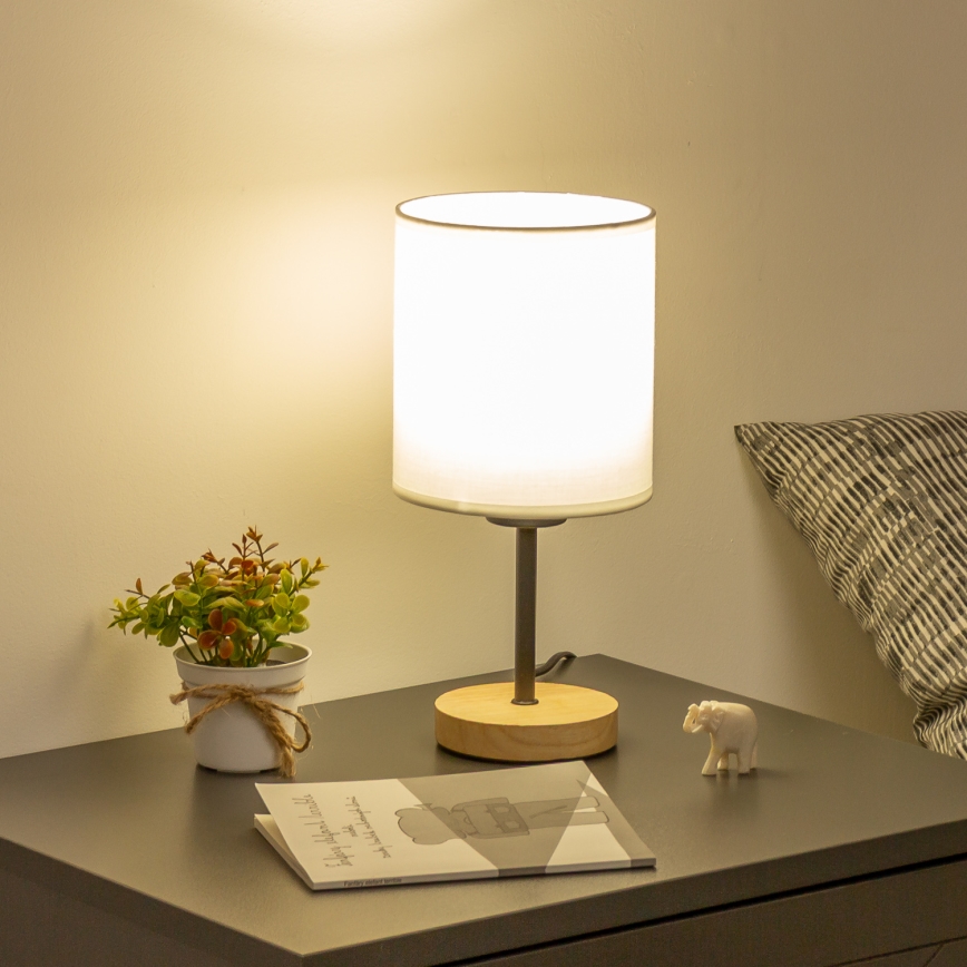 Brilagi - Laualamp NUBILA WOOD 1xE27/25W/230V tamm/valge