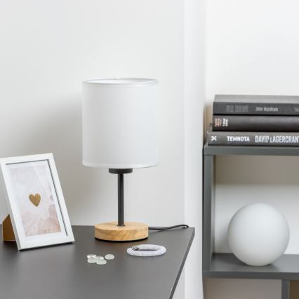 Brilagi - Laualamp NUBILA WOOD 1xE27/25W/230V tamm/valge
