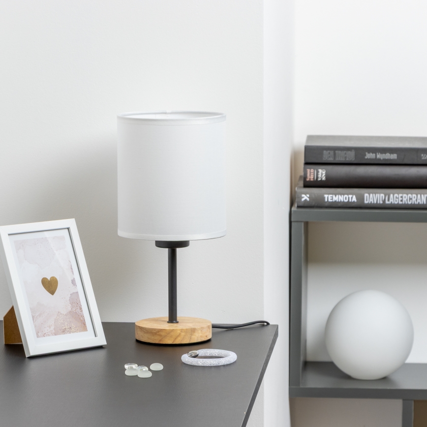 Brilagi - Laualamp NUBILA WOOD 1xE27/25W/230V tamm/valge