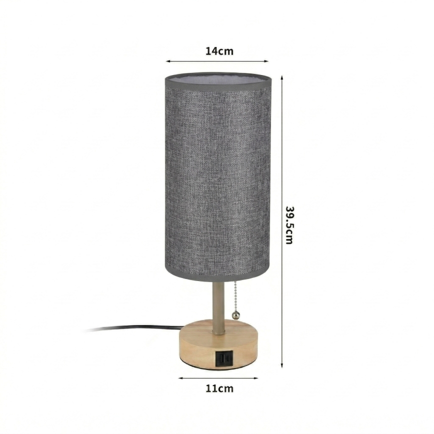 Brilagi - Laualamp TABLON USB-pordiga 1xE27/25W/230V tamm/beež/hall