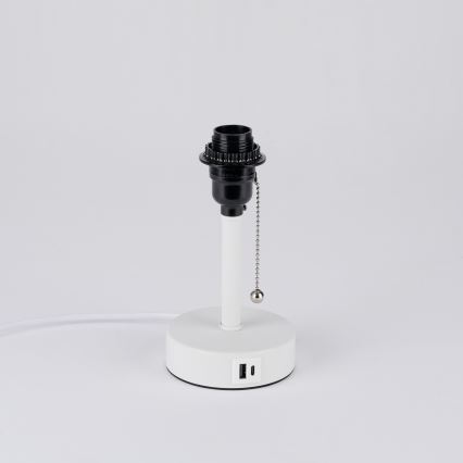 Brilagi - Laualamp TABLON USB-pordiga 1xE27/25W/230V valge/kreemjas