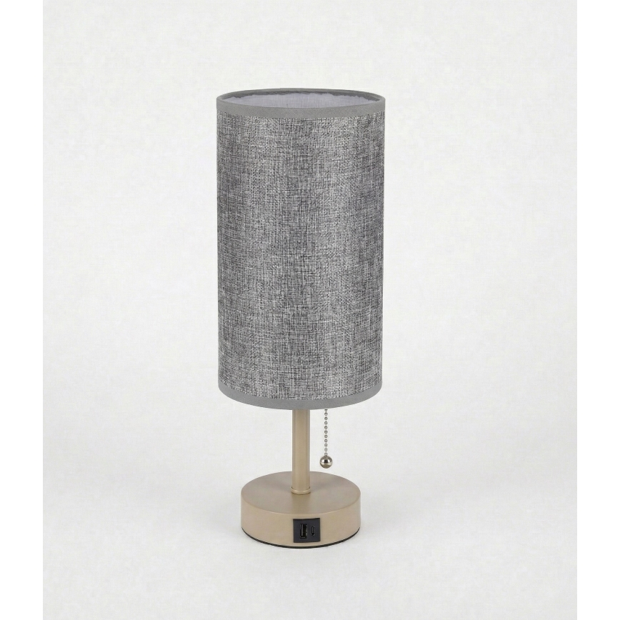 Brilagi - Laualamp USB-pordiga TABLON 1xE27/25W/230V beež/hall