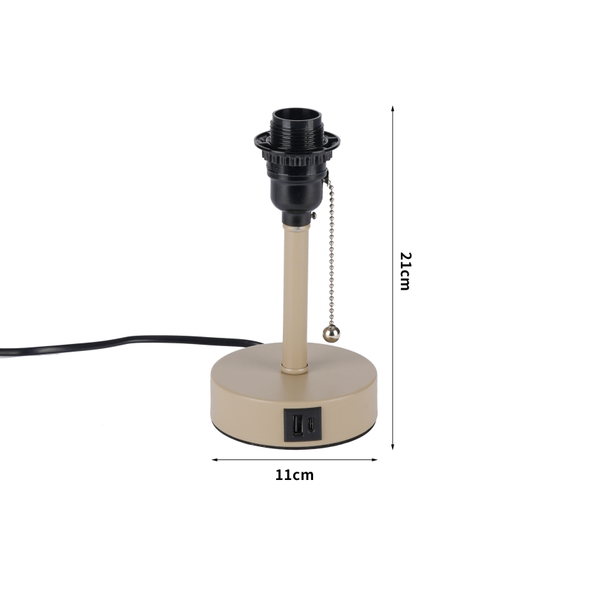 Brilagi - Laualamp USB-pordiga TABLON 1xE27/25W/230V beež