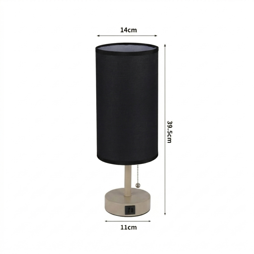 Brilagi - Laualamp USB-pordiga TABLON 1xE27/25W/230V beež/must