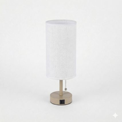 Brilagi - laualamp USB-pordiga TABLON 1xE27/25W/230V beež/valge