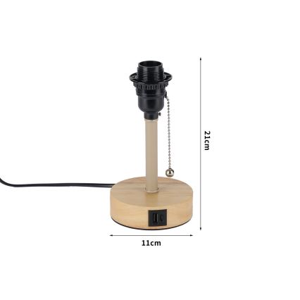 Brilagi - Laualamp USB-pordiga TABLON 1xE27/25W/230V tamm/beež