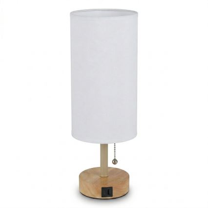 Brilagi - Laualamp USB-pordiga TABLON 1xE27/25W/230V tamm/beež/valge