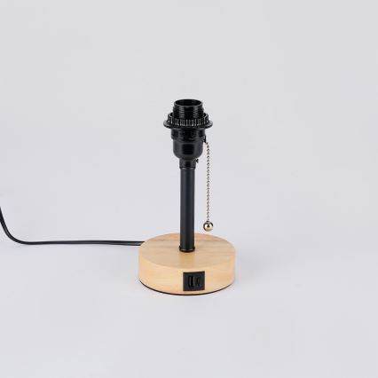 Brilagi - Laualamp USB-pordiga TABLON 1xE27/25W/230V tamm/must