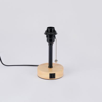 Brilagi - Laualamp USB-pordiga TABLON 1xE27/25W/230V tamm/must/valge