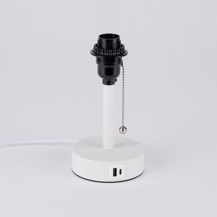 Brilagi - Laualamp USB-pordiga TABLON 1xE27/25W/230V valge/hall