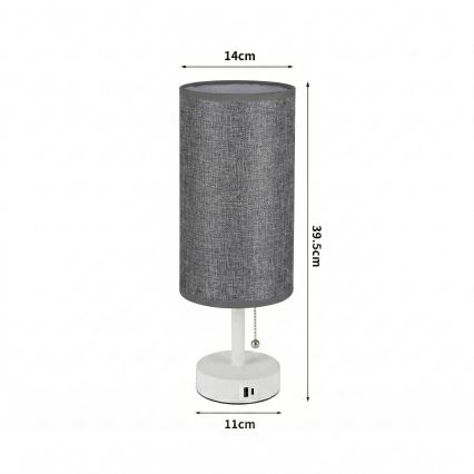 Brilagi - Laualamp USB-pordiga TABLON 1xE27/25W/230V valge/hall