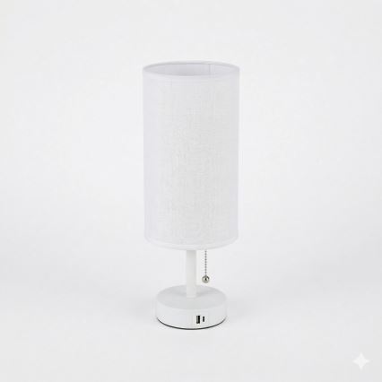 Brilagi - Laualamp USB-pordiga TABLON 1xE27/25W/230V valge