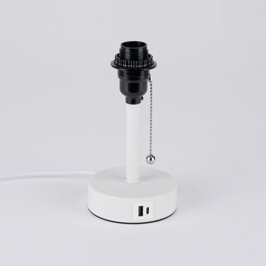Brilagi - Laualamp USB-pordiga TABLON 1xE27/25W/230V valge