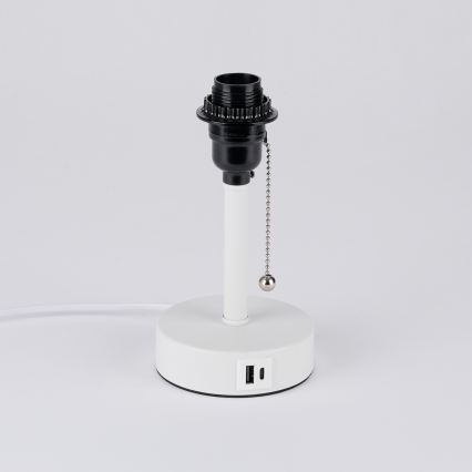 Brilagi - Laualamp USB-portiga TABLON 1xE27/25W/230V valge/beež