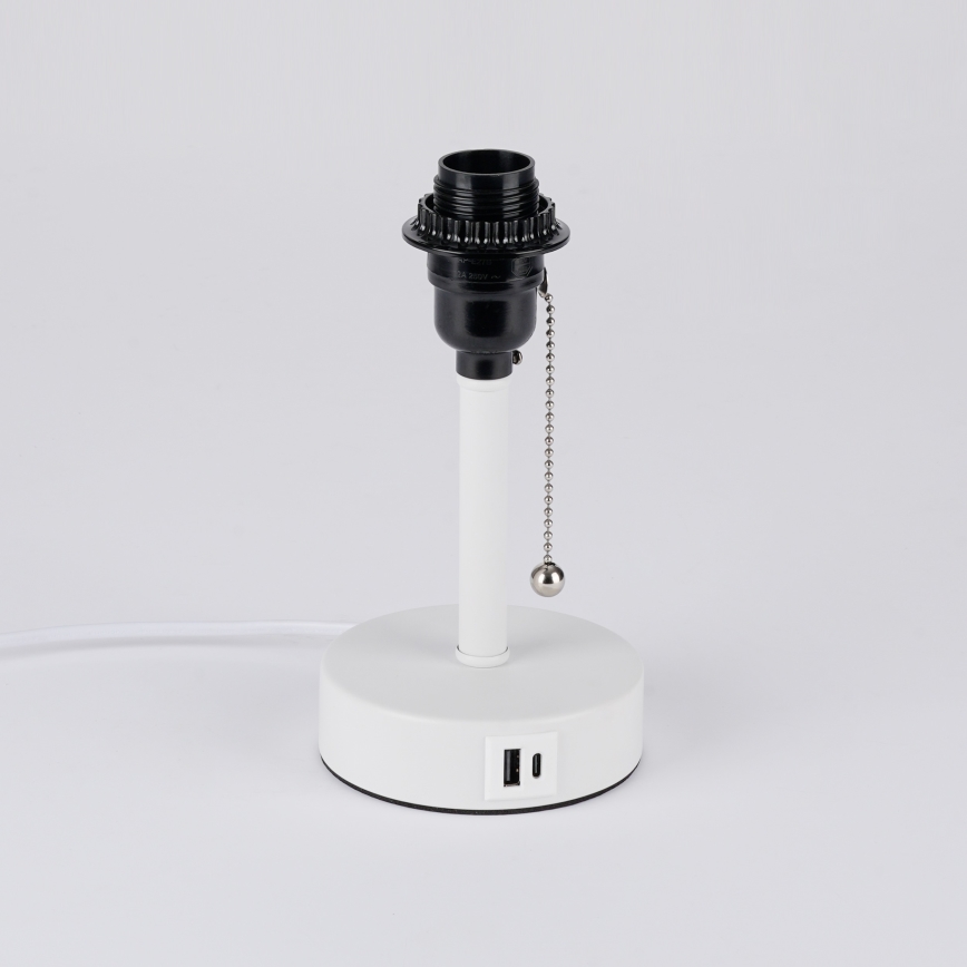 Brilagi - Laualamp USB-portiga TABLON 1xE27/25W/230V valge/beež