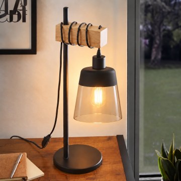 BRILAGI - Laualamp WOOD GLASS 1xE27/40W/230V pruun/must/suitsune beež