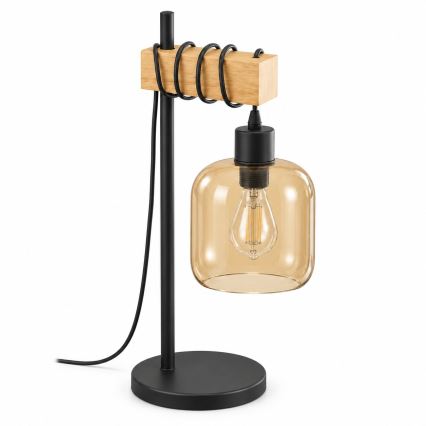 BRILAGI - Laualamp WOOD GLASS 1xE27/40W/230V pruun/must/suitsune pruun