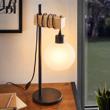 BRILAGI - Laualamp WOOD GLASS 1xE27/40W/230V pruun/must/valge