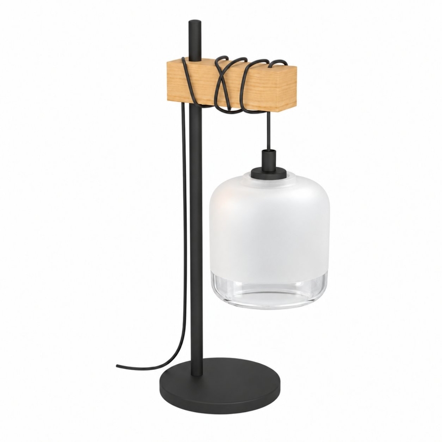 BRILAGI - Laualamp WOOD GLASS 1xE27/40W/230V pruun/must/valge