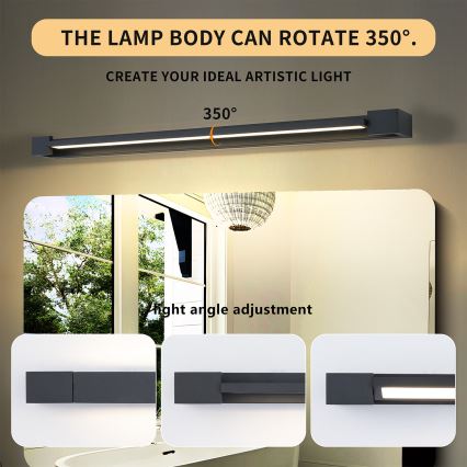 Brilagi - AQUA LINE LED vannitoa peeglivalgusti, 24W/230V, 90 cm, IP44, must, CRI 90