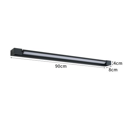 Brilagi - AQUA LINE LED vannitoa peeglivalgusti, 24W/230V, 90 cm, IP44, must, CRI 90