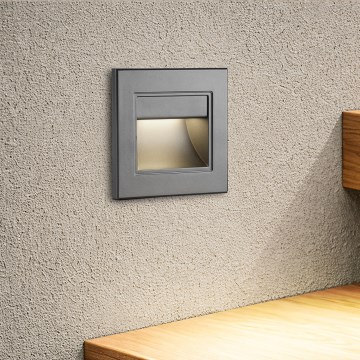 Brilagi - LED astmevalgusti STEP LIGHT LED/1,5W/230V IP44 antratsiit