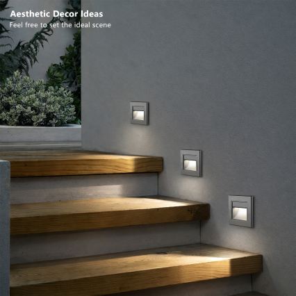 Brilagi - LED astmevalgusti STEP LIGHT LED/1,5W/230V IP44 antratsiit